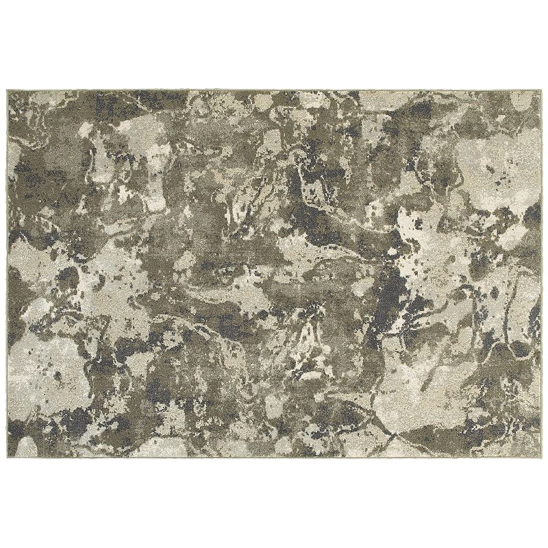 StyleHaven Riley Marbled Abstract Plush Rug, Beig/Green, 4X5.5 Ft