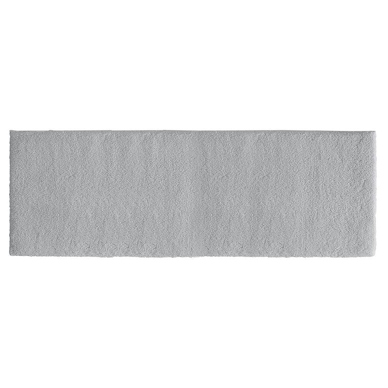 ( only 1 pc) 24"x72" Marshmallow Bath Rug Silver: Madison Park, Luxury Microfiber, Non-Slip Latex Backing, Machine Washable