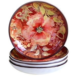 Certified International Watercolor Poppies 4-pc. Soup Bowl Set