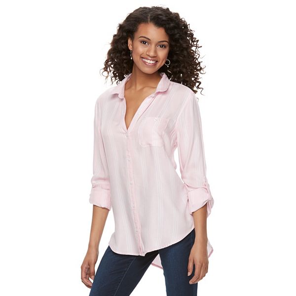 Juniors' SO® Plaid Pleated Shirt