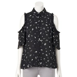 Women's LC Lauren Conrad Ruffle Cold-Shoulder Top