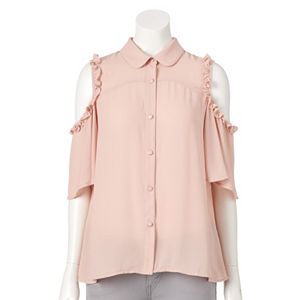 Women's LC Lauren Conrad Ruffle Cold-Shoulder Top