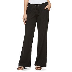 Juniors' Rewind Embroidered Linen Blend Pants