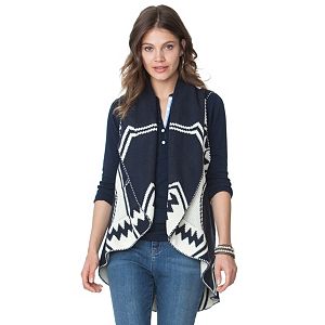 Women's Chaps Tribal Knit Flyaway Vest