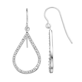 Diamond Mystique Platinum Over Silver Teardrop Earrings