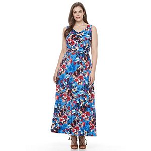 Plus Size Suite 7 V-Neck Ruched Waist Maxi