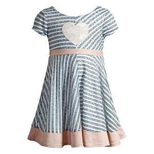 Baby Girl Youngland Heart Striped Textured Dress