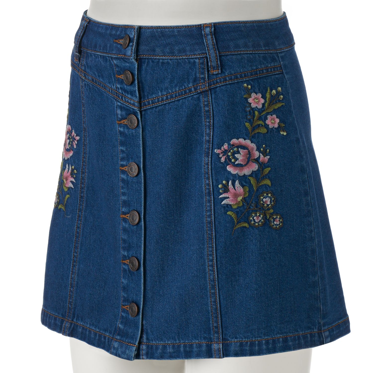 floral jean skirt