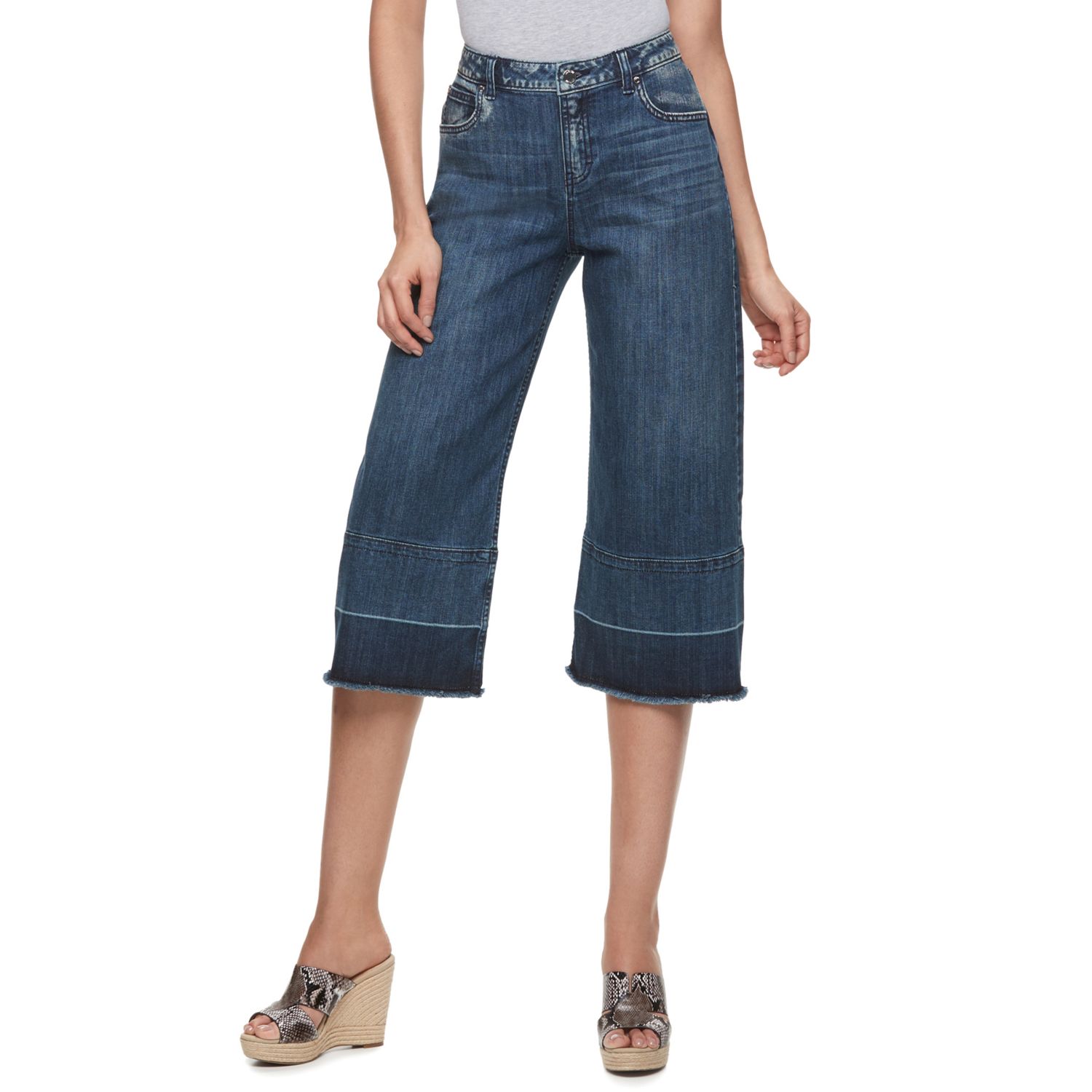 jean wide leg capris