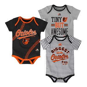 Baby Majestic Baltimore Orioles 3-Pack Bodysuits