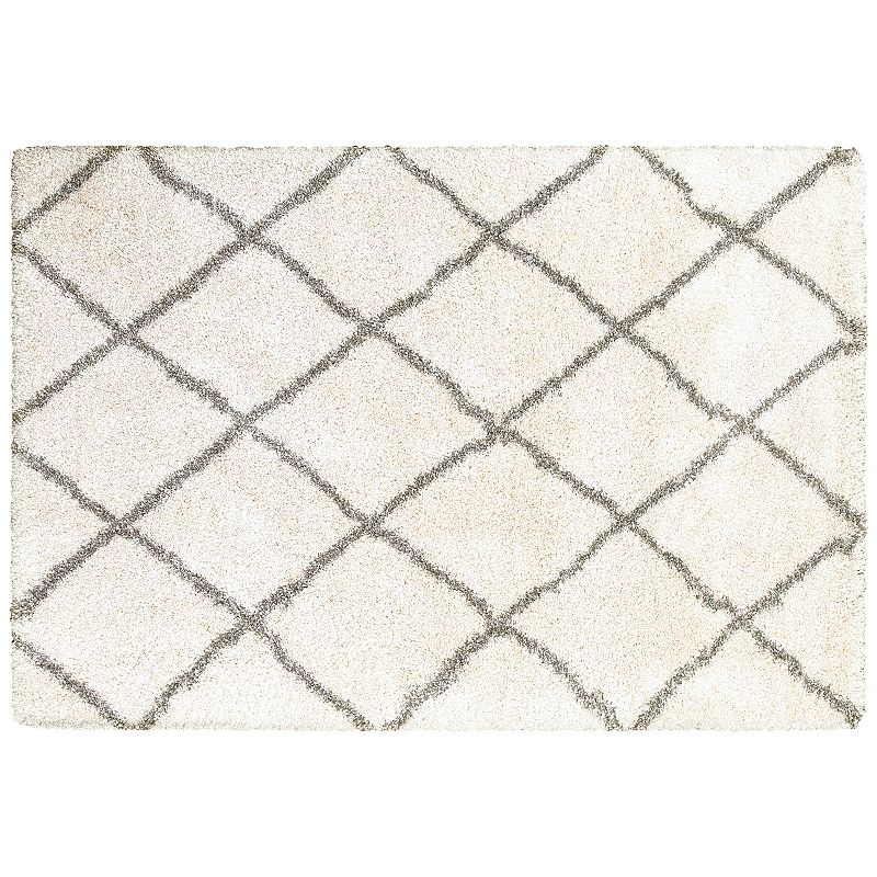 StyleHaven Hillcrest Diamond Lattice Shag Rug, Grey, 2X7.5 Ft