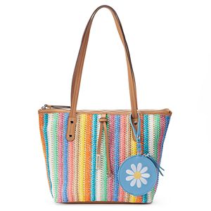 Rosetti Anne Marie Straw Tote with Flower Coin Purse