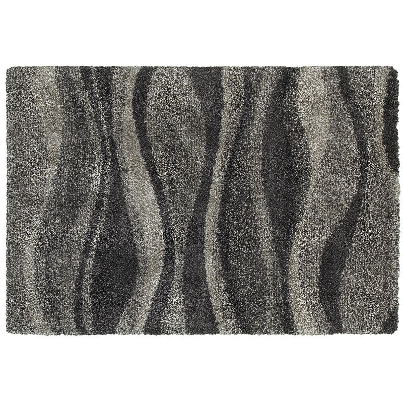 StyleHaven Hillcrest Shadow Waves Shag Rug, Grey, 6.5X9.5 Ft