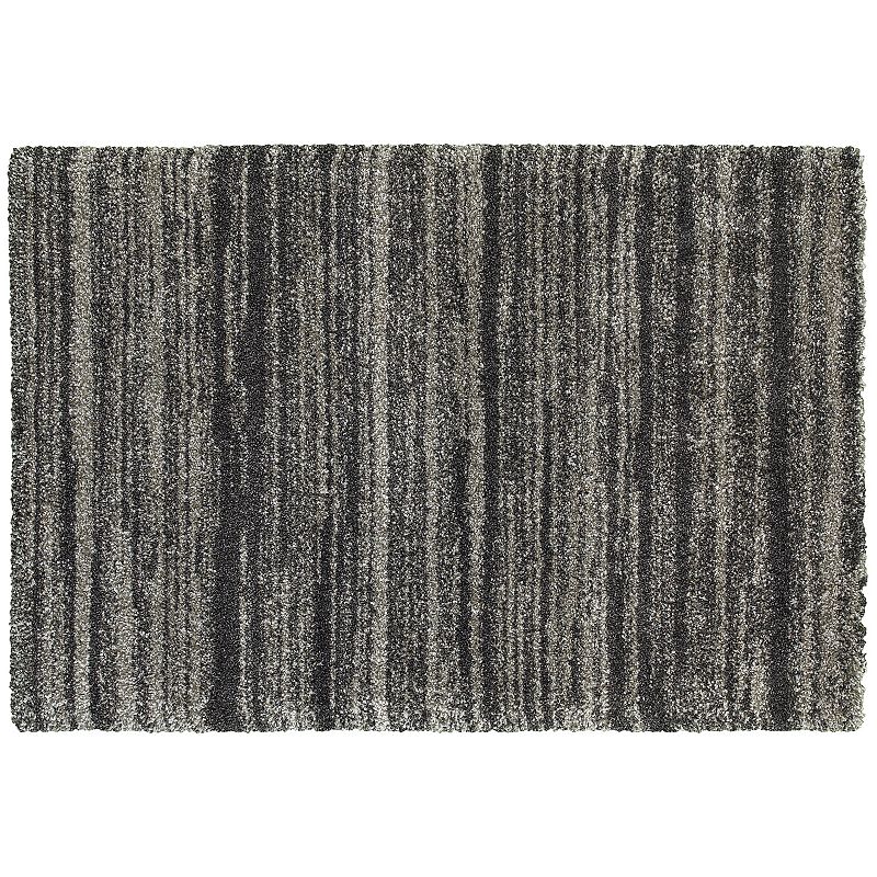 StyleHaven Hillcrest Shadow Stripes Shag Rug, Grey, 6.5X9.5 Ft