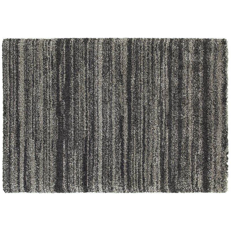 StyleHaven Hillcrest Shadow Stripes Shag Rug, Grey, 4X5.5 Ft