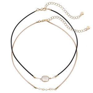 LC Lauren Conrad Beaded Stone Choker Necklace Set