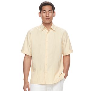 Men's Havanera Textured Striped Embroidered Button-Down Shirt