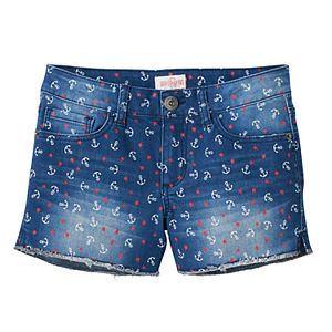 Girls 7-16 & Plus Size SO® Dark Wash Anchor Print Jean Shorts