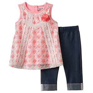 Baby Girl Little Lass Lace Tank Top & Capri Jeggings Set