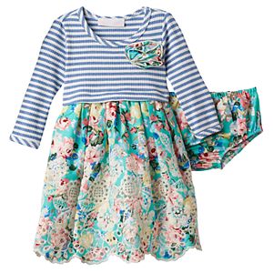 Baby Girl Bonnie Jean Striped Floral Dress