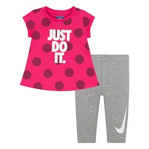 Toddler Girl Nike Polka-Dot Graphic Tunic & Leggings Set