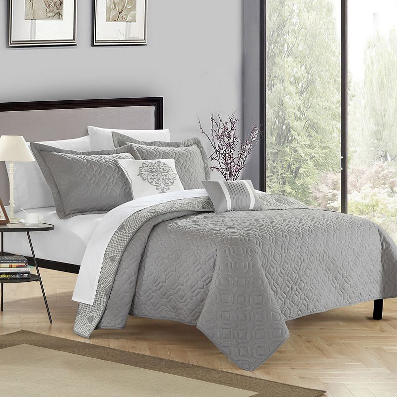 30928635 Chic Home Zoe Quilt Set, Grey, King sku 30928635