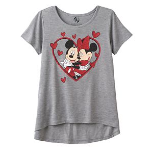 Disney's Mickey & Minnie Mouse Girls 7-16 High-Low Hem Heart Glitter Graphic Tee