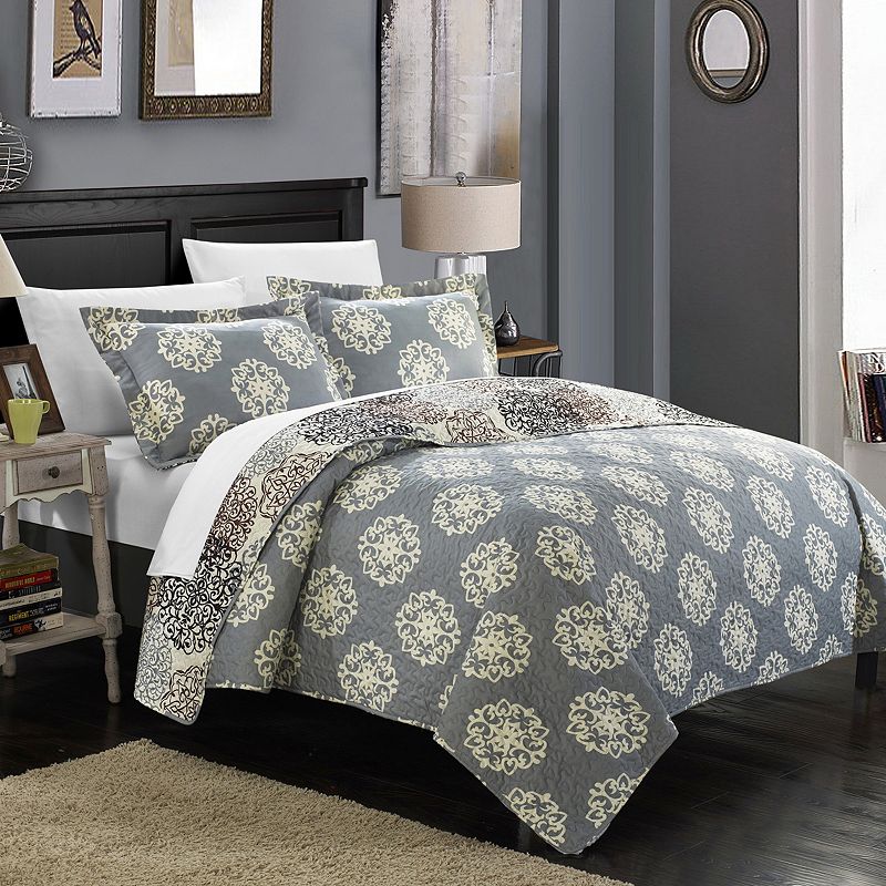 77377756 Chic Home Kelsie Boho Print Quilt Set, Beig/Green, sku 77377756