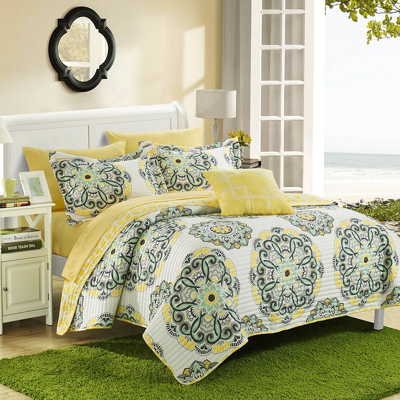 Chic Home Madrid Quilt Set, Yellow, King