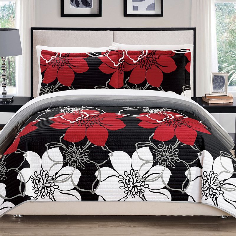 Chic Home Woodside Quilt Set, Black, Queen