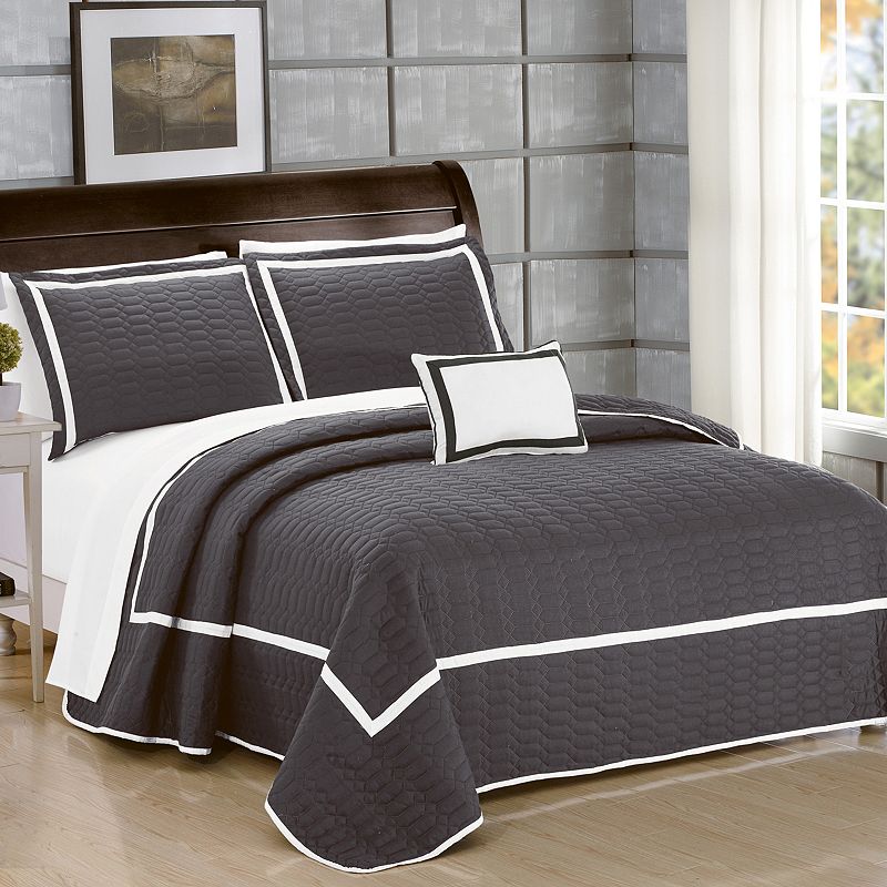 Chic Home Mesa Quilt Set, Grey, Queen