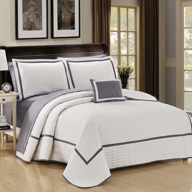 Chic Home Mesa Quilt Set, White, King