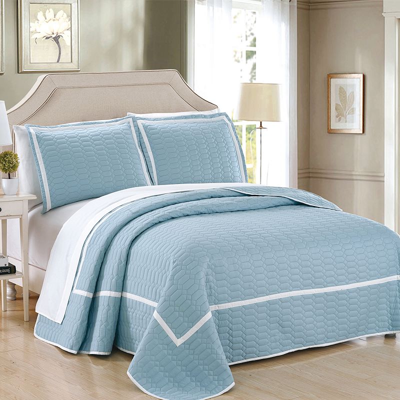 Chic Home Birmingham Quilt Set, Blue, Twin