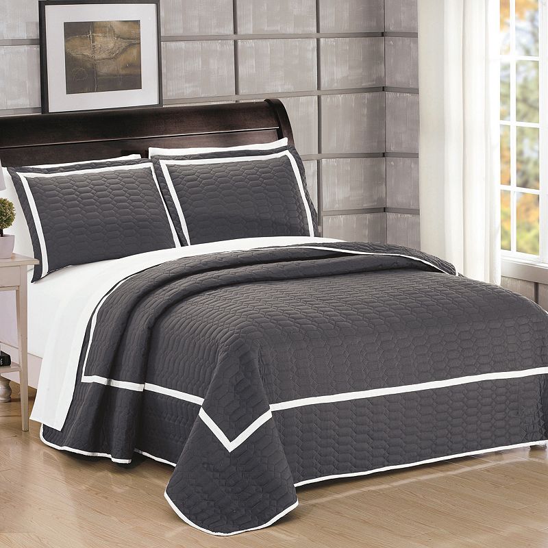 29664364 Chic Home Birmingham Quilt Set, Grey, Queen sku 29664364