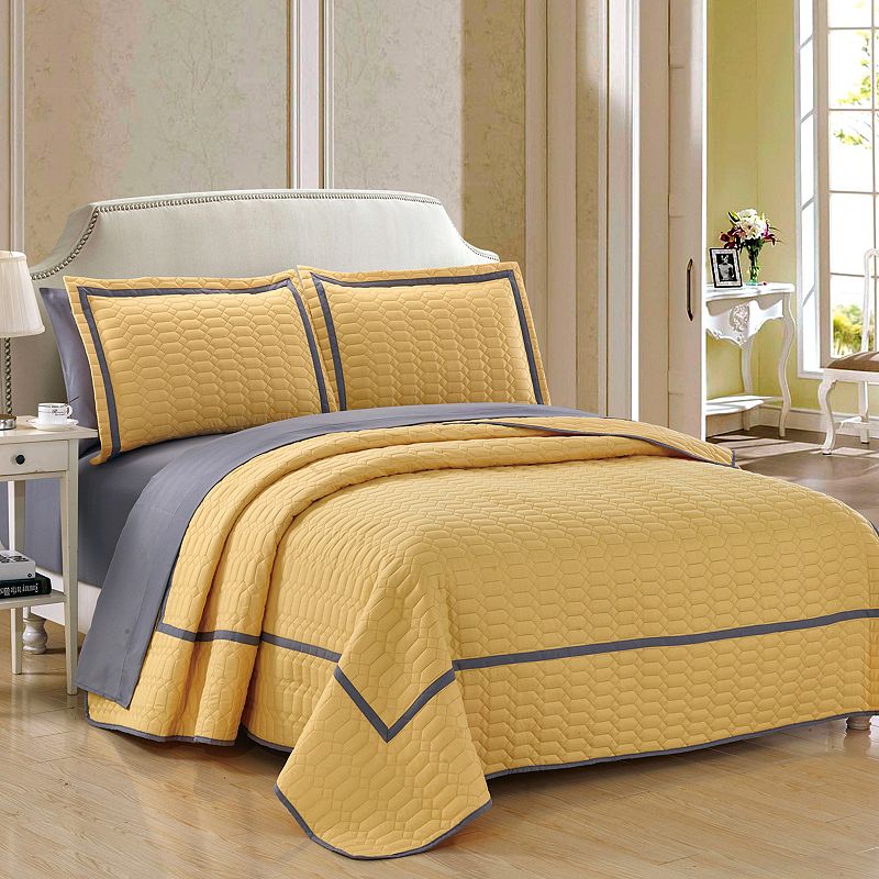 59994722 Chic Home Birmingham Quilt Set, Yellow, Queen sku 59994722