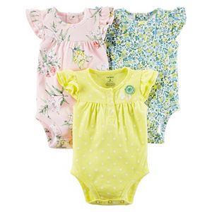 Baby Girl Carter's 3-pk. Henley & Floral Bodysuits