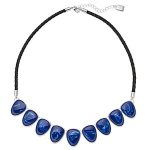 Chaps Blue Marbled Teardrop Cord Necklace