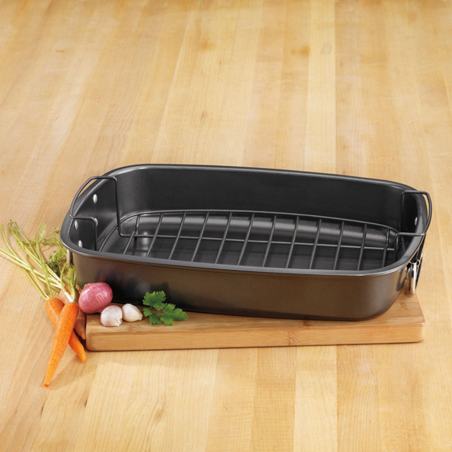 Kitcom Nonstick Roasting Pan With Rack, 16.5x11x2 Inch