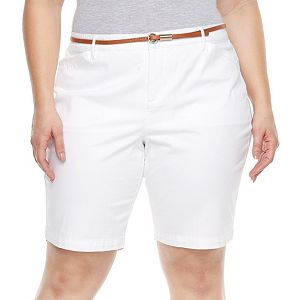 Plus Size Gloria Vanderbilt Anita Belted Bermuda Shorts