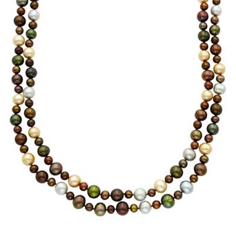 Jewelmak Dyed Freshwater Cultured Pearl Double Strand Necklace