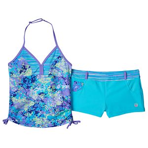 Girls 7-16 Free Country Floral Tankini & Shorts Swimsuit Set