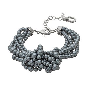 Simply Vera Vera Wang Gray Simulated Pearl Knotted Multi Strand Bracelet