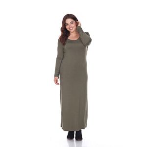 Plus Size White Mark Solid Maxi Dress