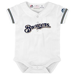 Baby Majestic Milwaukee Brewers Cool Base Replica Jersey Bodysuit