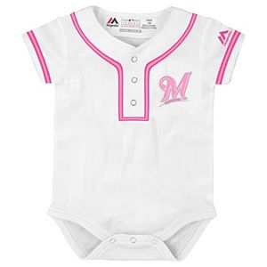 Baby Majestic Milwaukee Brewers Cool Base Replica Jersey Bodysuit