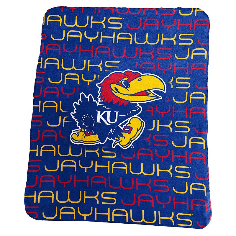 Logo Brand Kansas Jayhawks Classic Fleece Blanket, Blue