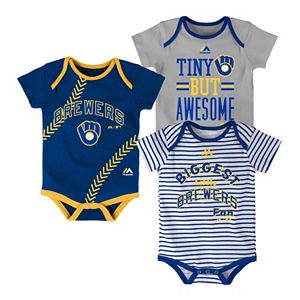 Baby Majestic Milwaukee Brewers 3-Pack Bodysuits