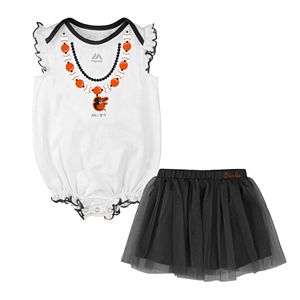 Baby Majestic Baltimore Orioles Fancy Play Bodysuit & Skirt Set