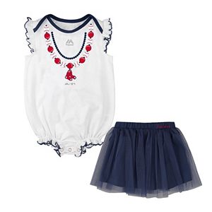 Baby Majestic Boston Red Sox Fancy Play Bodysuit & Skirt Set