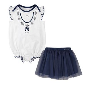 Baby Majestic New York Yankees Fancy Play Bodysuit & Skirt Set